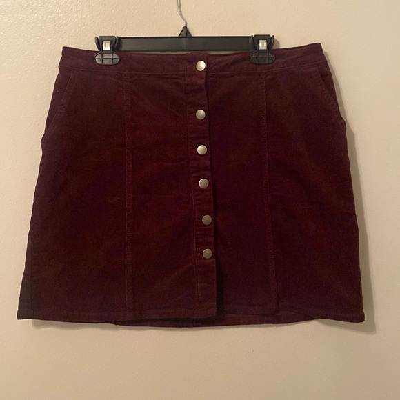 Maurices Dresses & Skirts - Maurices Burgundy Corduroy Button-Down Skirt with Pockets [Size: 16]